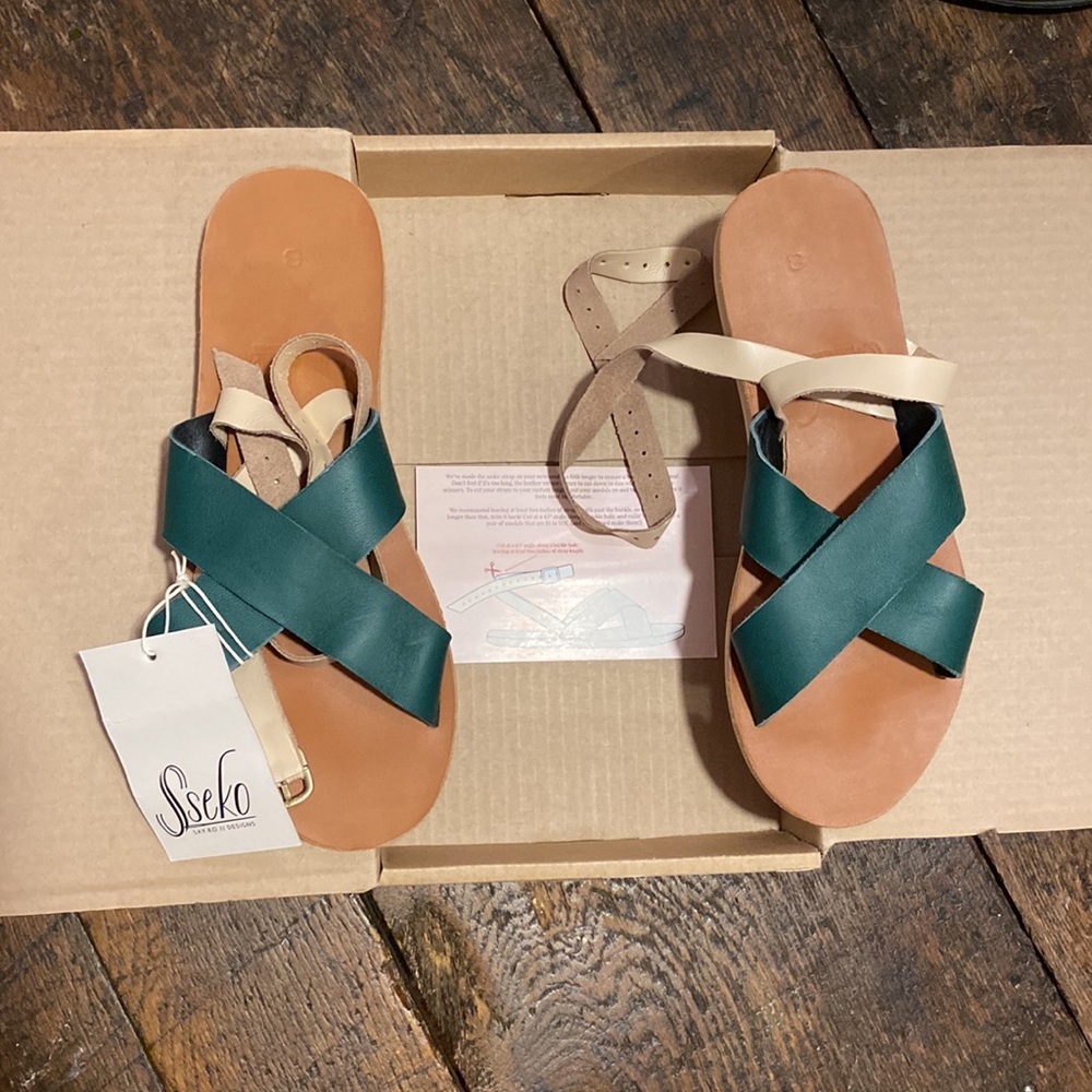 Sseko Designs Ankle Strap Crossover Sandal Agave 8